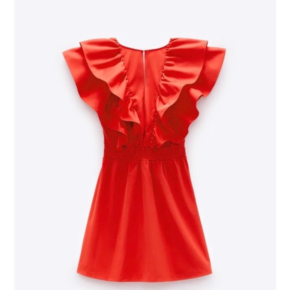 NWOT Red Zara Ruffle Mini Dress - Picture 3 of 8